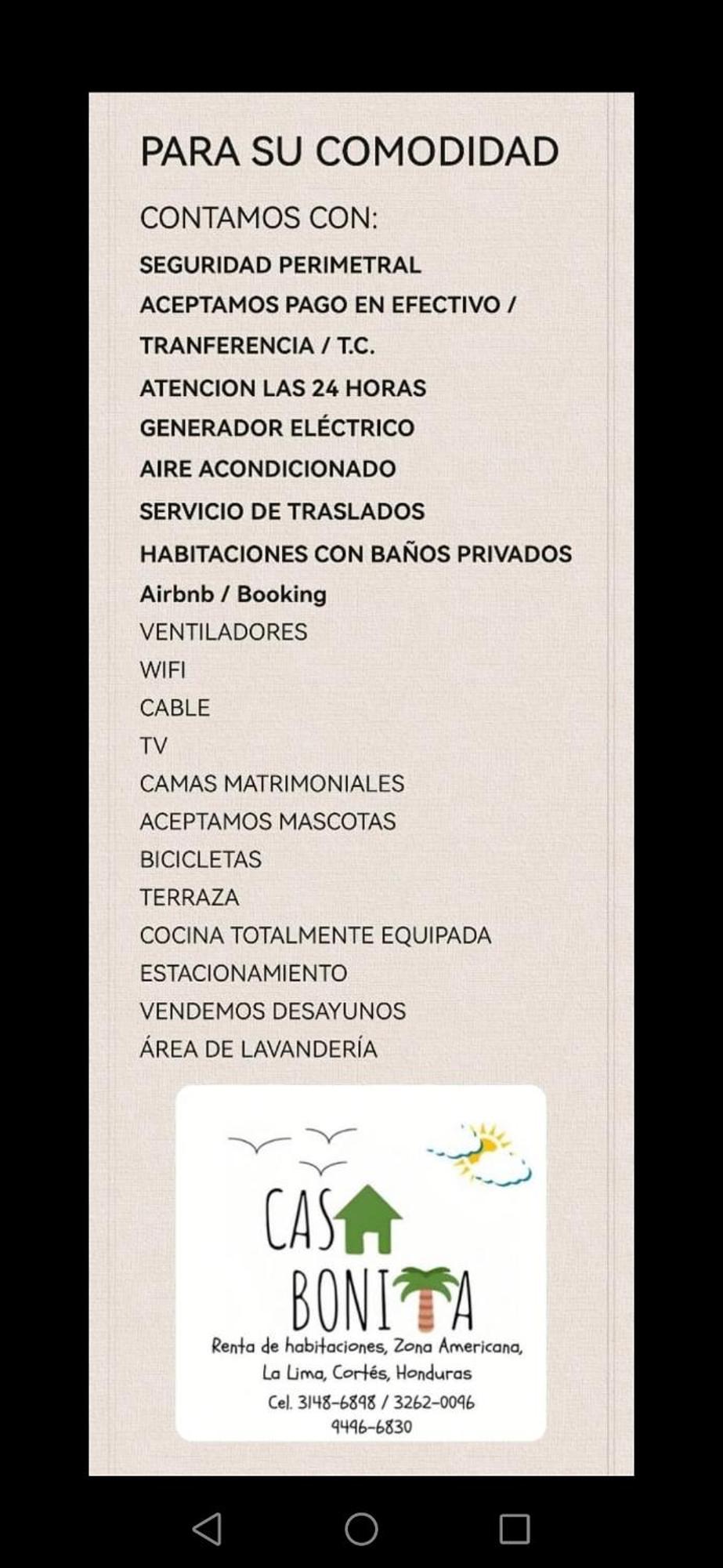 Hotel Casa Bonita La Lima San Pedro Sula Eksteriør bilde